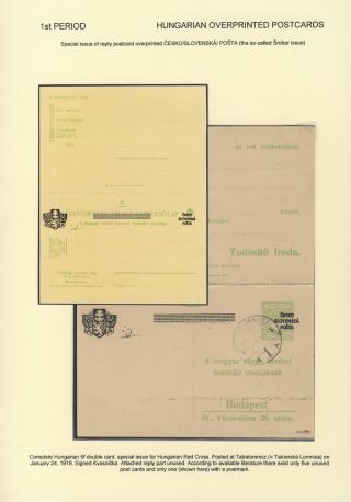 ČESKOSLOVENSKO 1918-1939: DVOJITÉ DOPISNICE V POŠTOVNÍM POUŽITÍ – list 15