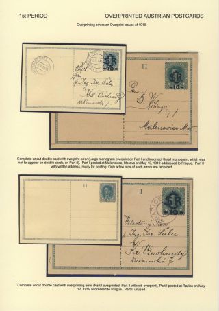 ČESKOSLOVENSKO 1918-1939: DVOJITÉ DOPISNICE V POŠTOVNÍM POUŽITÍ – list 20
