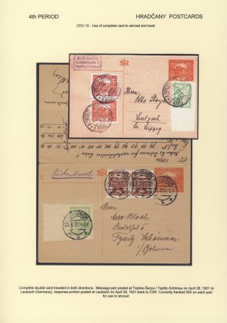 ČESKOSLOVENSKO 1918-1939: DVOJITÉ DOPISNICE V POŠTOVNÍM POUŽITÍ – list 67