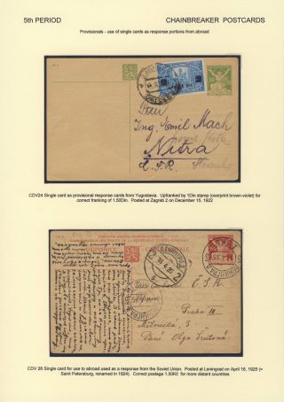 ČESKOSLOVENSKO 1918-1939: DVOJITÉ DOPISNICE V POŠTOVNÍM POUŽITÍ – list 85