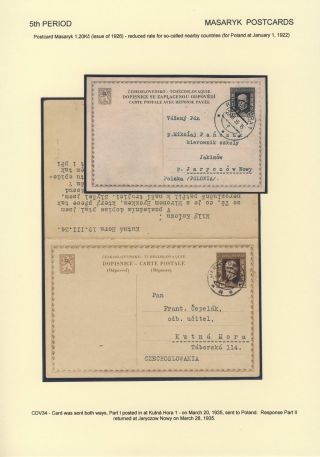 ČESKOSLOVENSKO 1918-1939: DVOJITÉ DOPISNICE V POŠTOVNÍM POUŽITÍ – list 107