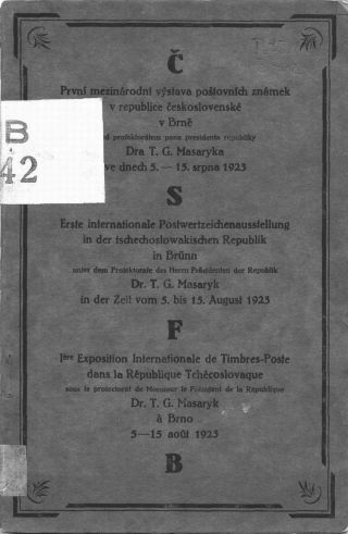 KATALOG PRVNÍ MEZINÁRODNÍ VÝSTAVY POŠTOVNÍCH ZNÁMEK V REPUBLICE ČESKOSLOVENSKÉ, BRNO 1923 – list 1