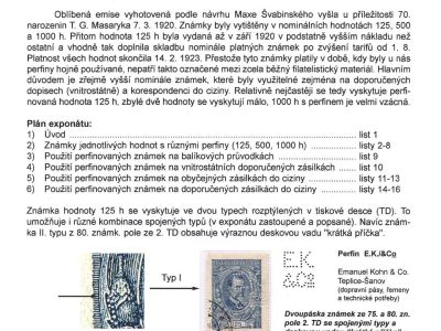 PERFINS USED ON T. G. MASARYK 1920 STAMP ISSUE