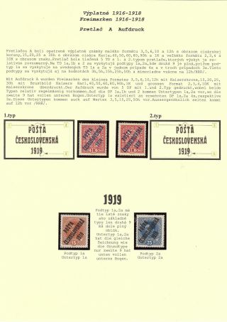 OVERPRINT POŠTA ČESKOSLOVENSKÁ 1919 ON POSTAGE STAMPS OF AUSTRIA – sheet 3