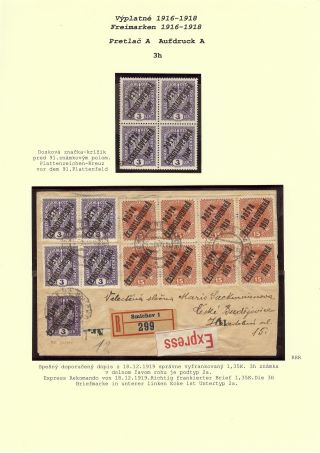 OVERPRINT POŠTA ČESKOSLOVENSKÁ 1919 ON POSTAGE STAMPS OF AUSTRIA – sheet 7
