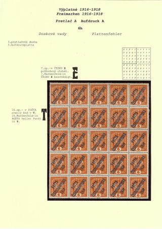 OVERPRINT POŠTA ČESKOSLOVENSKÁ 1919 ON POSTAGE STAMPS OF AUSTRIA – sheet 13