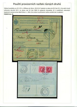 POŠTOVNÉ PLACENO V HOTOVOSTI V POPŘEVRATOVÉ DOBĚ LET 1918-1919 – list 73