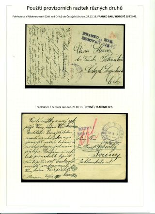 POŠTOVNÉ PLACENO V HOTOVOSTI V POPŘEVRATOVÉ DOBĚ LET 1918-1919 – list 74