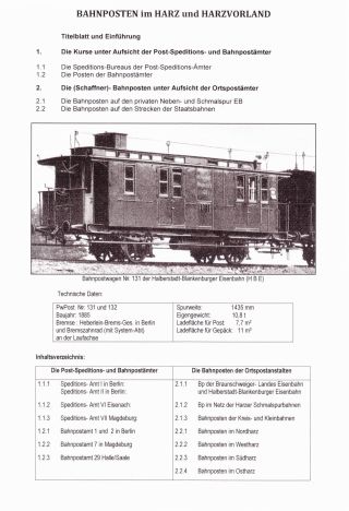 BAHNPOSTEN IM HARZ UND HARZVORLAND – Blatt 1
