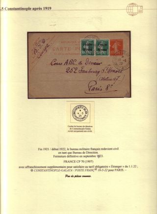 USAGE OF POSTAL STATIONERY BY FRENCH OFFICES IN LEVANT – sheet 38