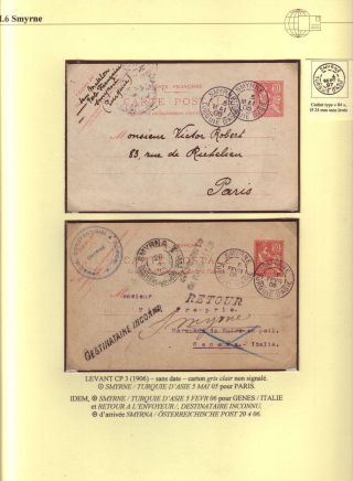 USAGE OF POSTAL STATIONERY BY FRENCH OFFICES IN LEVANT – sheet 44