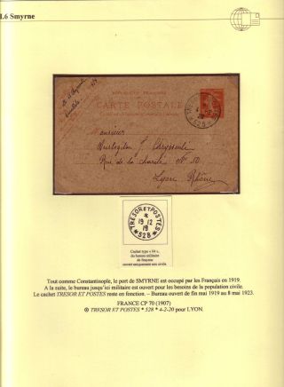 USAGE OF POSTAL STATIONERY BY FRENCH OFFICES IN LEVANT – sheet 52