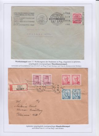 POSTMARKS IN BOHEMIA AND MORAVIA DURING THE POSTWAR PERIOD AFTER WW II – sheet 25