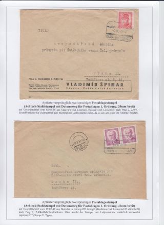 POSTMARKS IN BOHEMIA AND MORAVIA DURING THE POSTWAR PERIOD AFTER WW II – sheet 27