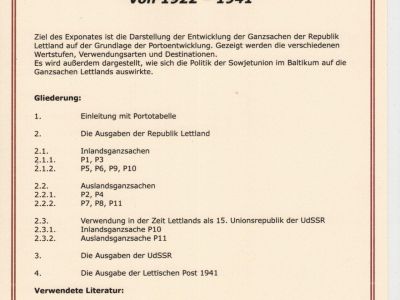 DIE GANZSACHEN DER REPUBLIK LETTLAND UND DER LETTISCHEN SOZIALISTISCHEN SOWJETREPUBLIK VON 1922-1941
