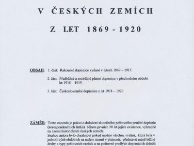 DOPISNICE V ČESKÝCH ZEMÍCH Z LET 1869-1920