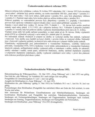 CZECHOSLOVAK MONETARY REFORM – sheet 1