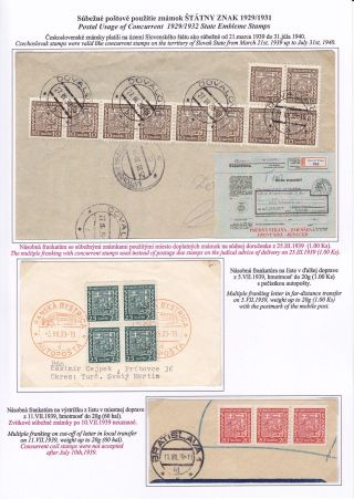 SLOVENSKO 1939 - VÝPLATNÍ ZNÁMKY STÁTNÍ ZNAK A PORTRÉTY S PŘETISKEM "Slovenský štát 1939" – list 6