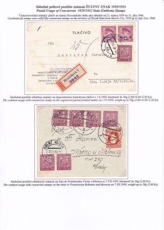 SLOVENSKO 1939 - VÝPLATNÍ ZNÁMKY STÁTNÍ ZNAK A PORTRÉTY S PŘETISKEM "Slovenský štát 1939" – list 7