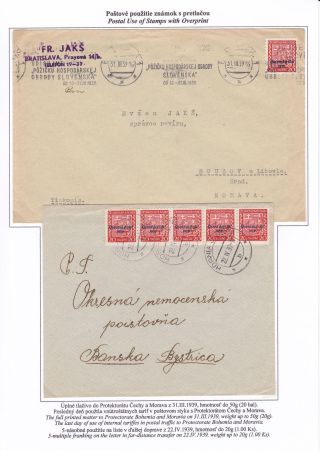 SLOVENSKO 1939 - VÝPLATNÍ ZNÁMKY STÁTNÍ ZNAK A PORTRÉTY S PŘETISKEM "Slovenský štát 1939" – list 10