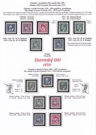 SLOWAKEI 1939 - "Slovenský štát 1939" AUFDRUCKMARKEN STAATSWAPPE UND PORTRÄTE – Blatt 33