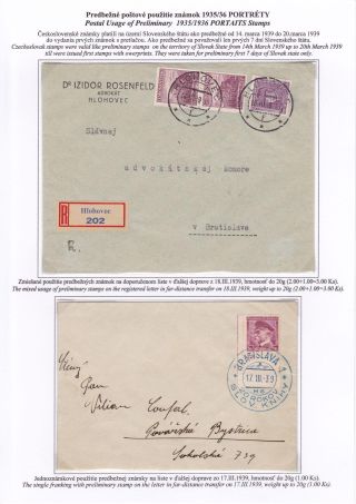 SLOWAKEI 1939 - "Slovenský štát 1939" AUFDRUCKMARKEN STAATSWAPPE UND PORTRÄTE – Blatt 34