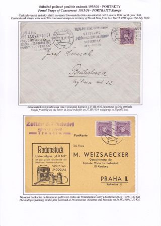 SLOWAKEI 1939 - "Slovenský štát 1939" AUFDRUCKMARKEN STAATSWAPPE UND PORTRÄTE – Blatt 38