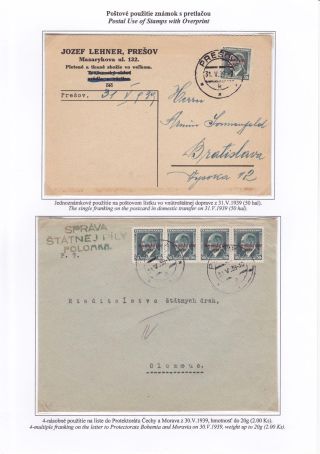 SLOWAKEI 1939 - "Slovenský štát 1939" AUFDRUCKMARKEN STAATSWAPPE UND PORTRÄTE – Blatt 46