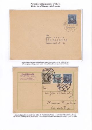 SLOWAKEI 1939 - "Slovenský štát 1939" AUFDRUCKMARKEN STAATSWAPPE UND PORTRÄTE – Blatt 49