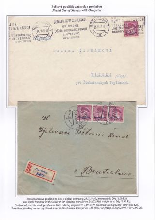SLOWAKEI 1939 - "Slovenský štát 1939" AUFDRUCKMARKEN STAATSWAPPE UND PORTRÄTE – Blatt 50