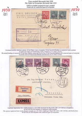 SLOWAKEI 1939 - "Slovenský štát 1939" AUFDRUCKMARKEN STAATSWAPPE UND PORTRÄTE – Blatt 54