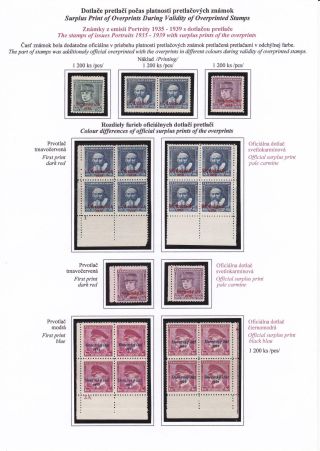 SLOWAKEI 1939 - "Slovenský štát 1939" AUFDRUCKMARKEN STAATSWAPPE UND PORTRÄTE – Blatt 55