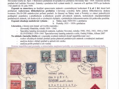 SLOVAKIA 1939 - POSTAGE STAMPS COAT OF ARMS AND PORTRAITS OVERPRINTED "Slovenský štát 1939"