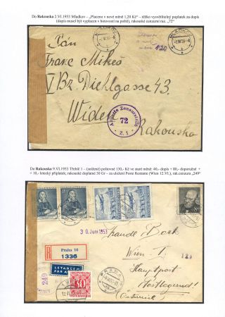 TSCHECHOSLOWAKEI: WÄHRUNGSREFORM 1953 - KORRESPONDENZ NACH AUSLAND – Blatt 7