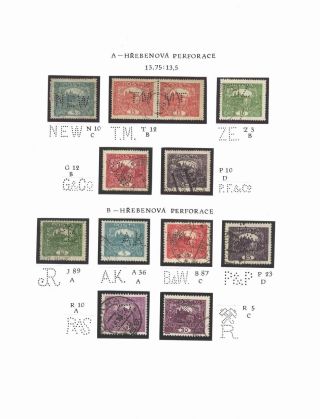 PERFINS ON HRADCANY STAMP ISSUE – sheet 7