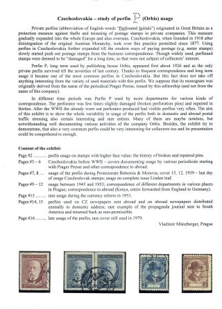 ČESKOSLOVENSKO - STUDIE UŽÍVÁNÍ PERFINU "P" (ORBIS) – list 1