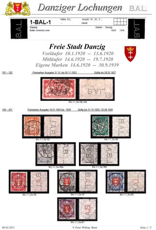 PERFINS OF DANZIG – sheet 9