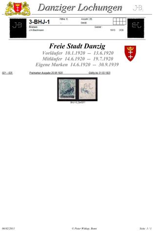 PERFINS OF DANZIG – sheet 11