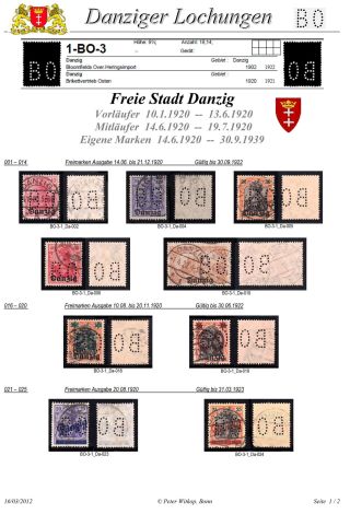 PERFINS OF DANZIG – sheet 12