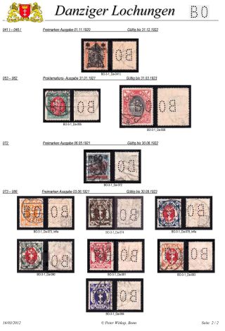PERFINS OF DANZIG – sheet 13