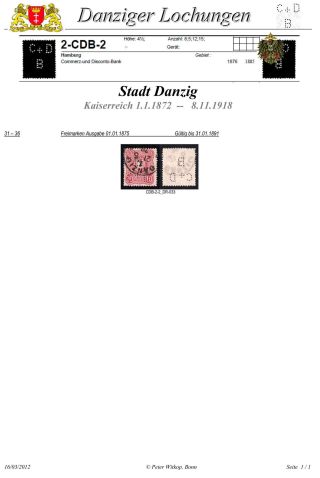 PERFINS OF DANZIG – sheet 14