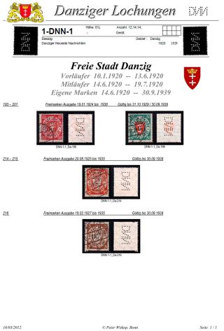 PERFINS OF DANZIG – sheet 15