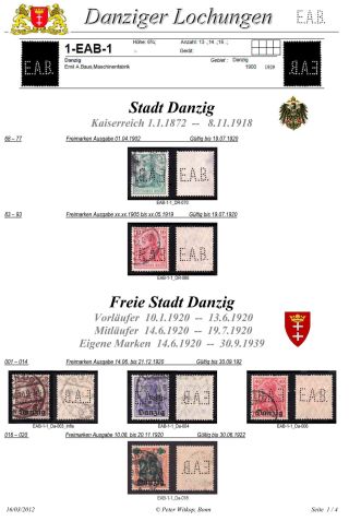 PERFINS OF DANZIG – sheet 17