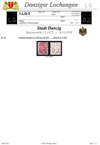 PERFINS OF DANZIG – sheet 37