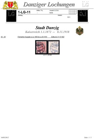 PERFINS OF DANZIG – sheet 38