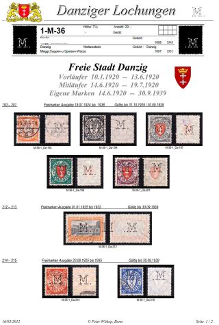 PERFINS OF DANZIG – sheet 39