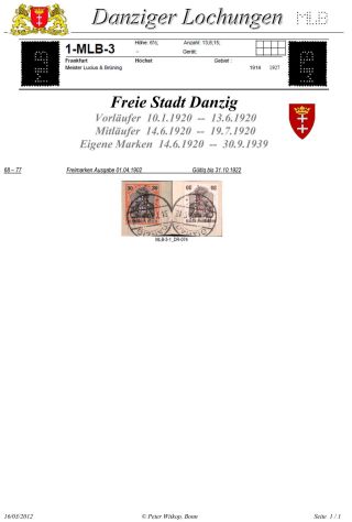 PERFINS OF DANZIG – sheet 47
