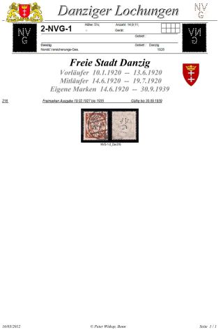 PERFINS OF DANZIG – sheet 49