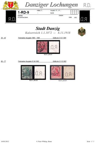 PERFINS OF DANZIG – sheet 50