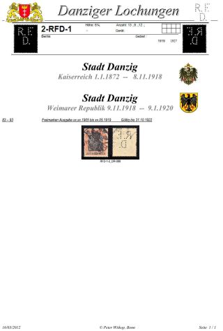 PERFINS OF DANZIG – sheet 51